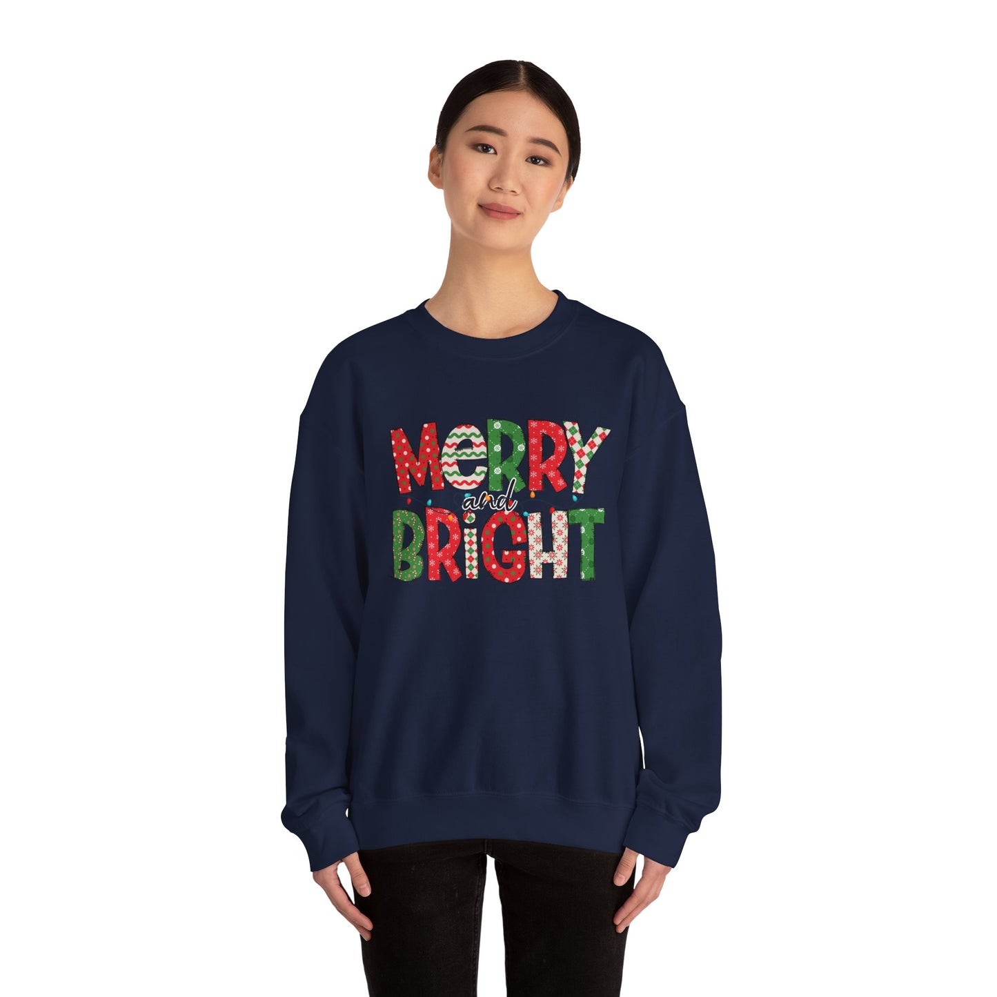 Merry and Bright Crewneck Sweatshirt — Festive Holiday Sweatshirt