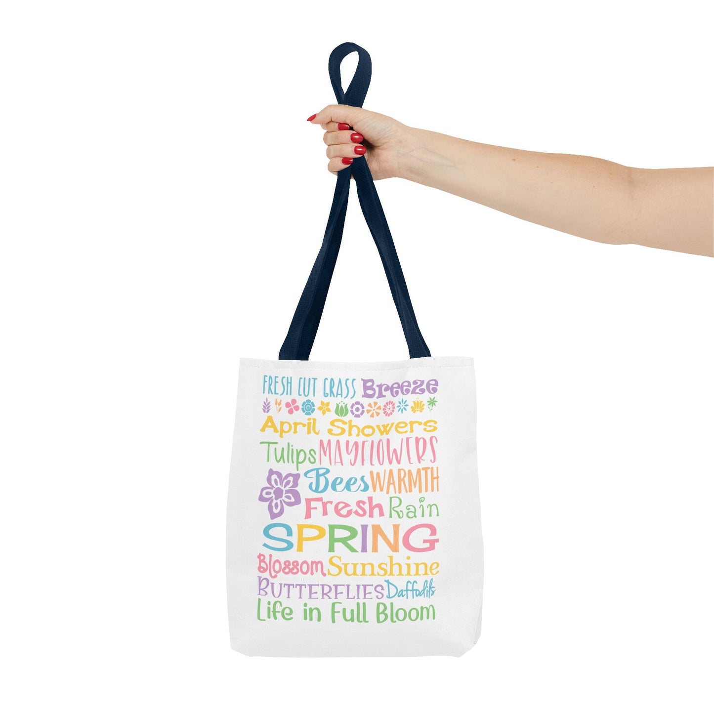 Spring Words Tote Bag — Pastel Floral Typography Tote
