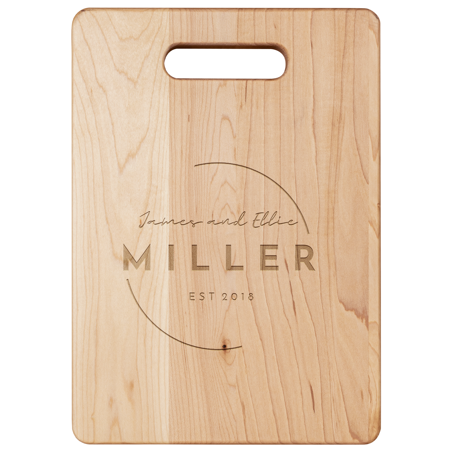 Personalized Circle 1 Design Maple Cutting Board, Handcrafted & Engraved