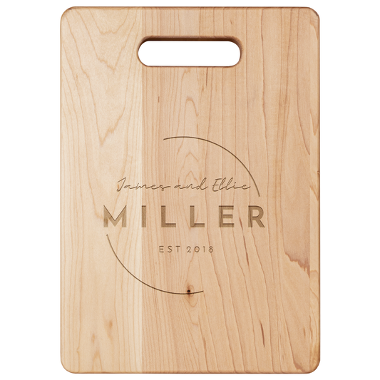 Personalized Circle 1 Design Maple Cutting Board, Handcrafted & Engraved