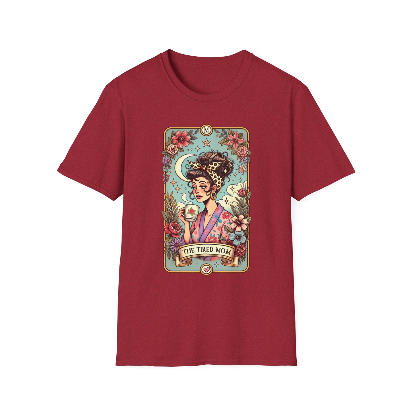 The Tired Mom Tarot Softstyle T-Shirt - Relaxed Fit Floral Design for Everyday Comfort