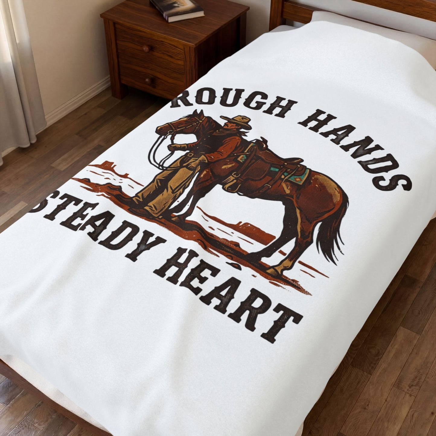 Rough Hands Steady Heart Velveteen Blanket | Western, Cowboy, Americana