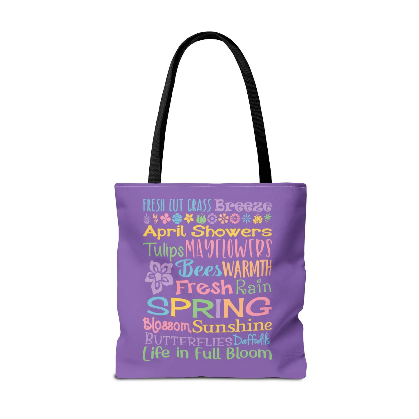 Spring Word Riot Purple Tote Bag — Pastel Floral Typography Tote
