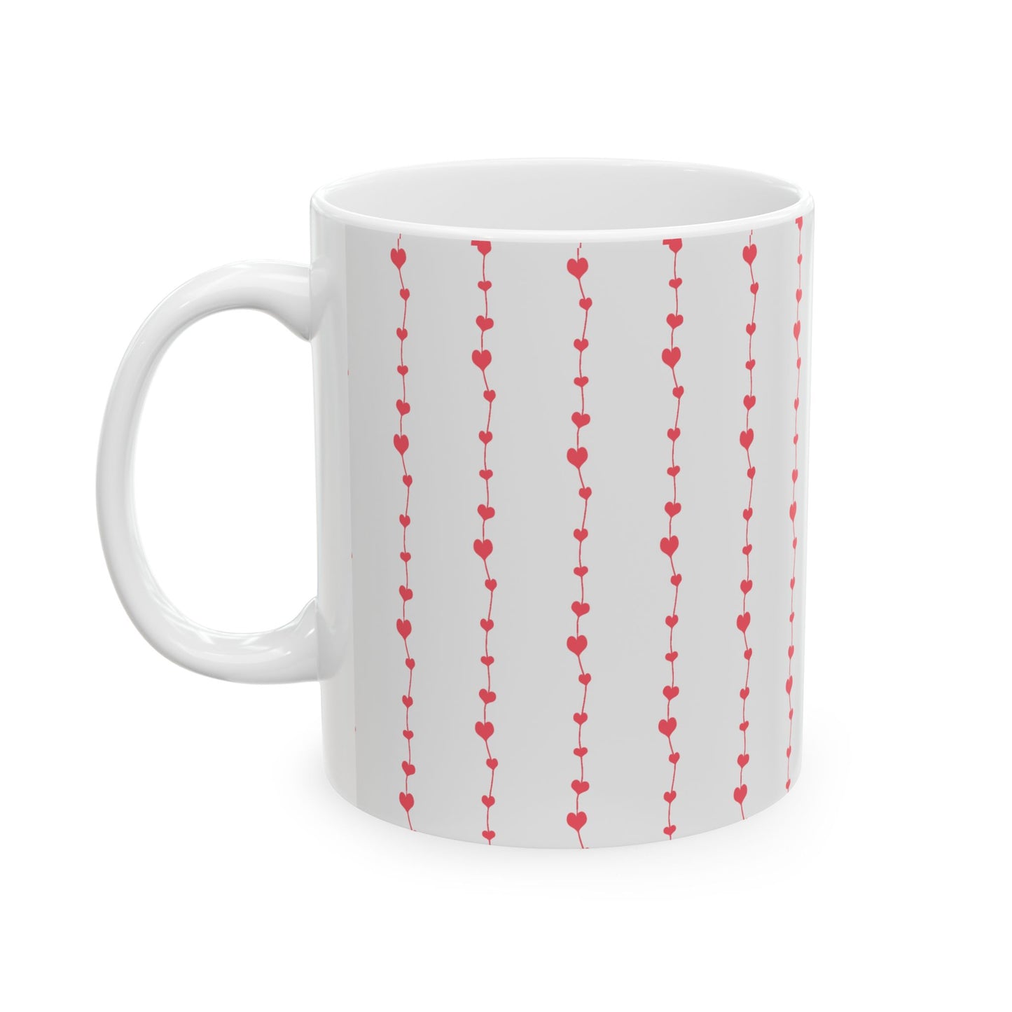 Pink Heart Garland Ceramic Mug — Romantic Valentine’s Coffee Cup (11oz, 15oz)