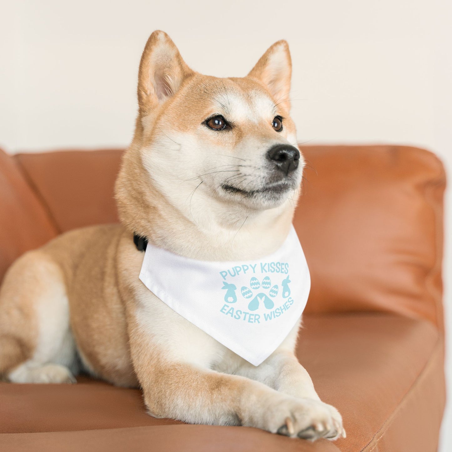 Light Blue Easter-Themed Pet Bandana Collar