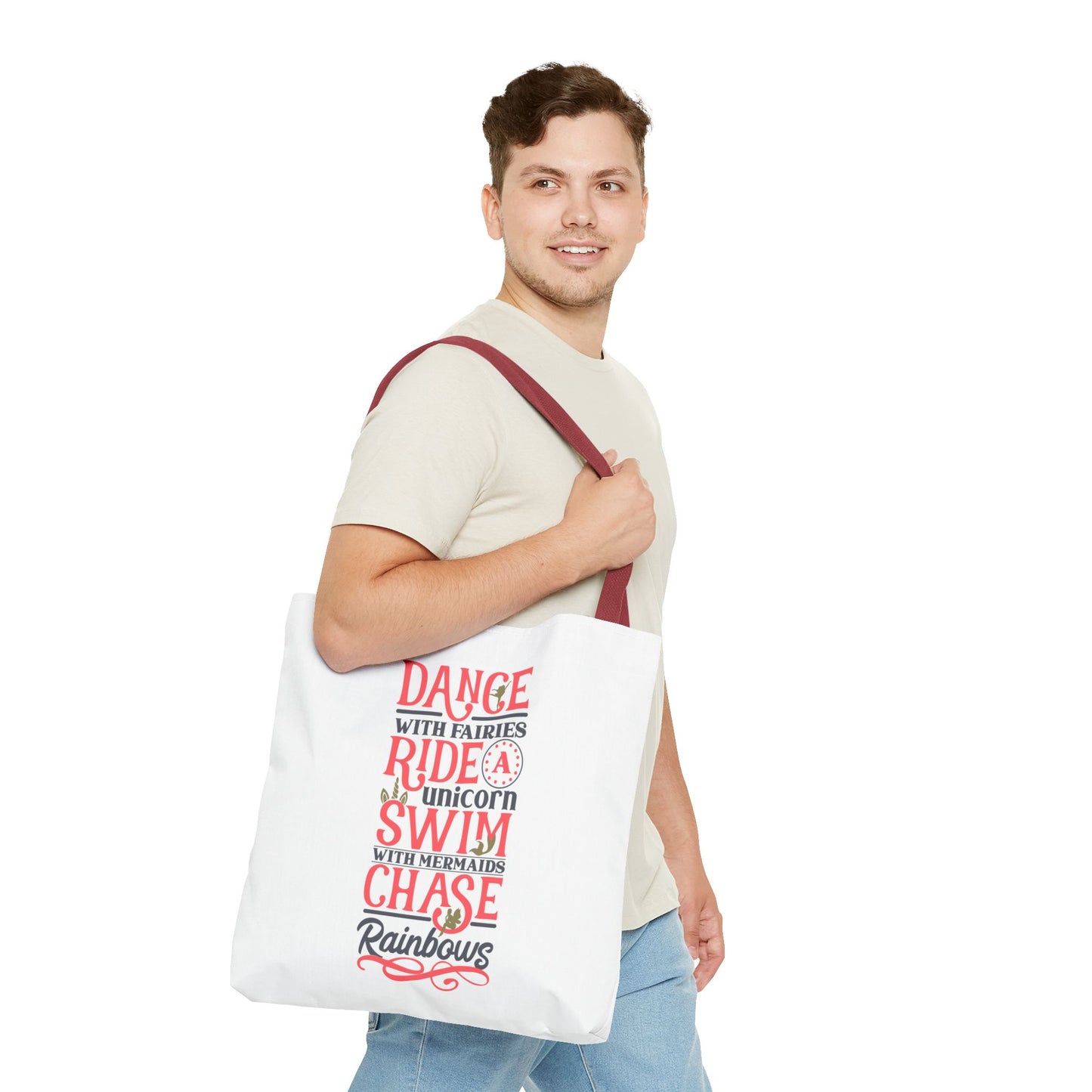 Whimsical Adventure Tote Bag - Dance with Fairies, Ride Unicorns, Swim with Mermaids