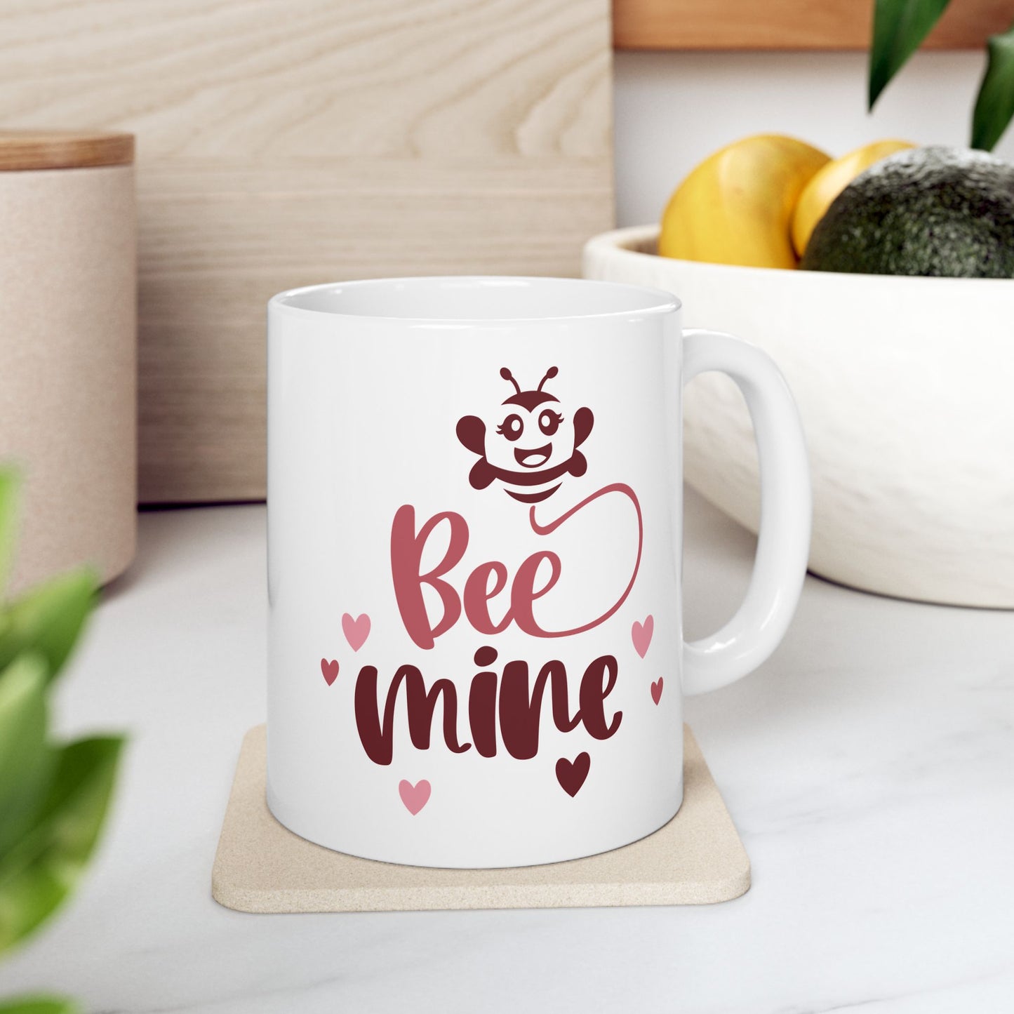 Bee Mine Valentine's Ceramic Mug — Cute 11oz & 15oz Coffee Cup