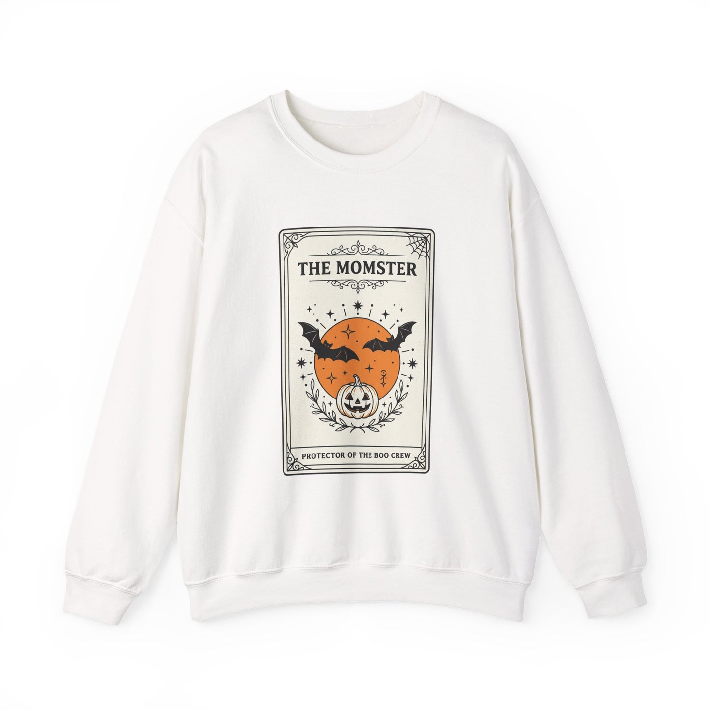 Momster Halloween Crest Crewneck Sweatshirt | bats, pumpkin, gothic vintage