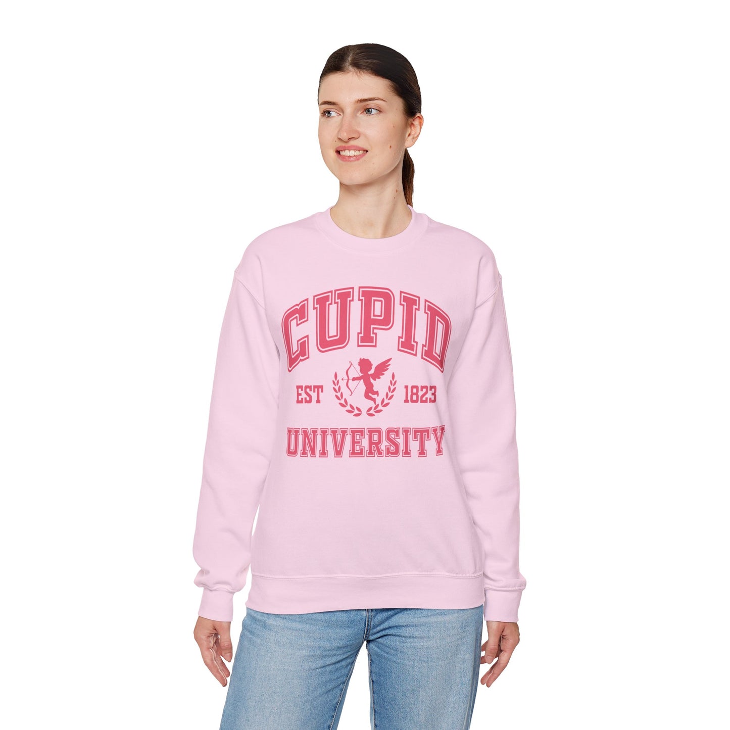 Cupid University Crewneck Sweatshirt — Valentine's Day Graphic Sweatshirt