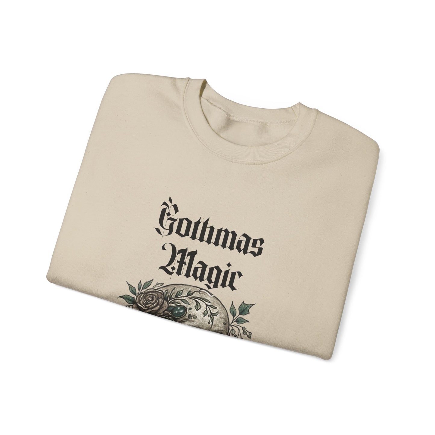 Crewneck Sweatshirt — Gothmas Magic Skull & Roses Holiday Gothic Pullover