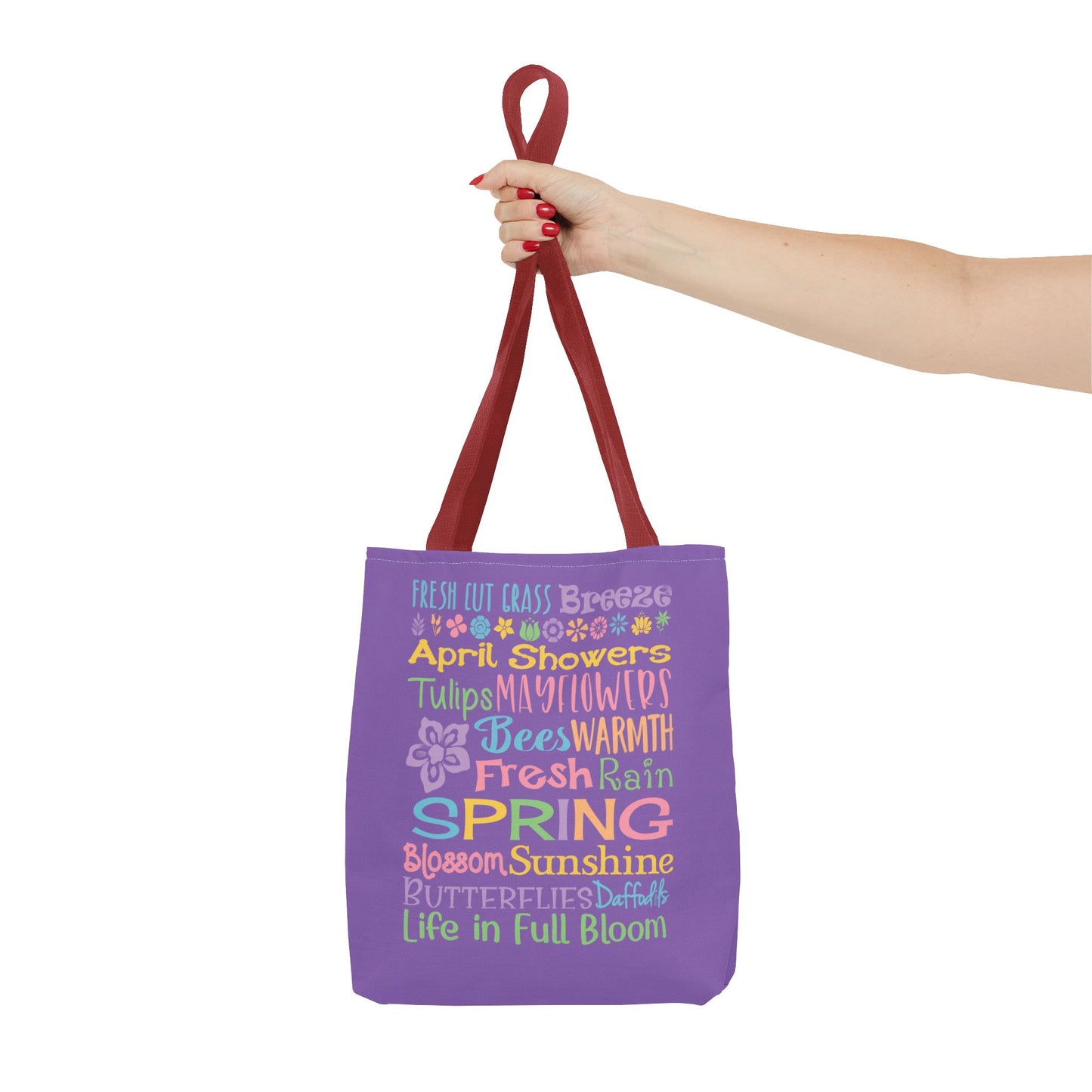Spring Word Riot Purple Tote Bag — Pastel Floral Typography Tote