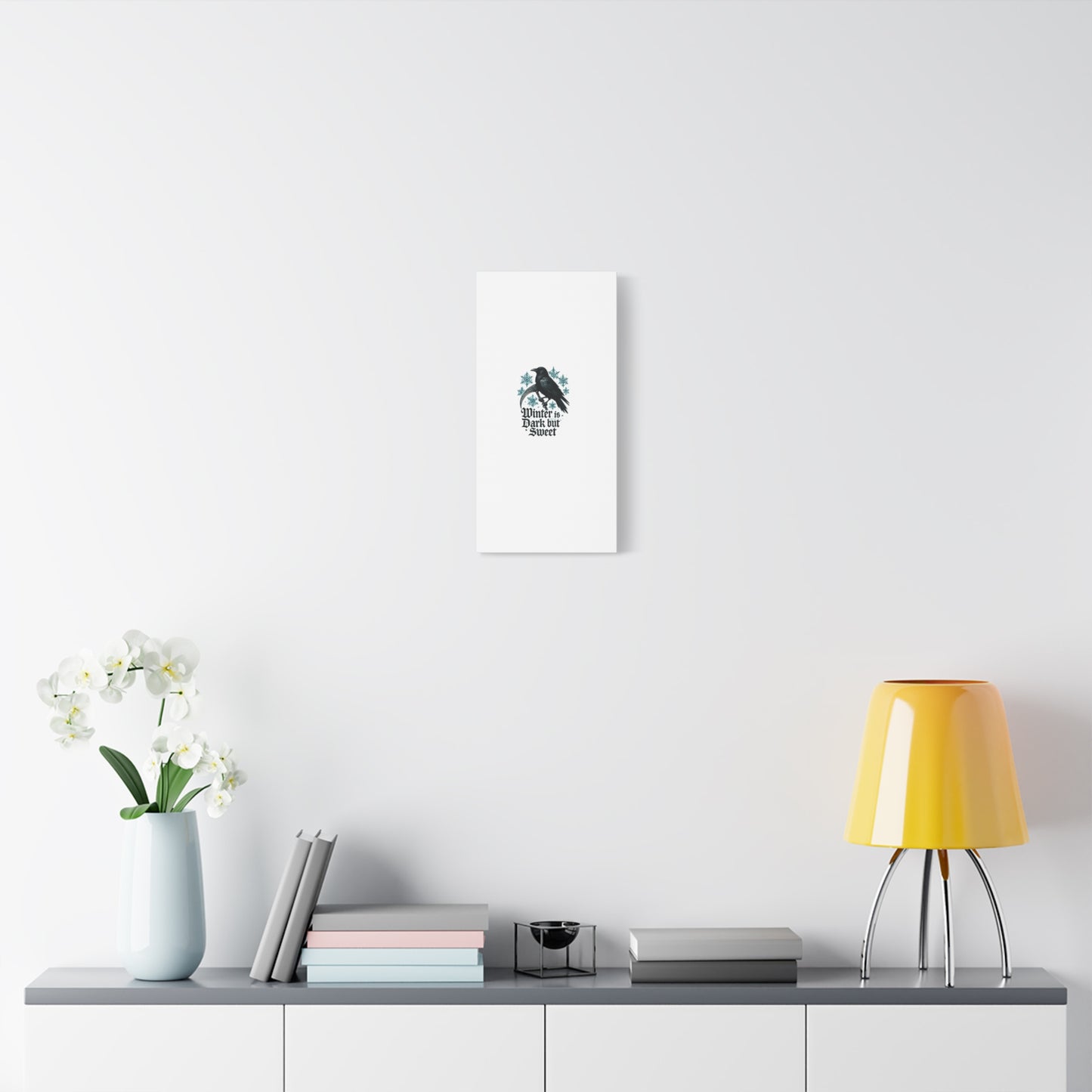 Raven Winter Canvas Art — “Winter is Dark but Sweet” Stretched Matte Print
