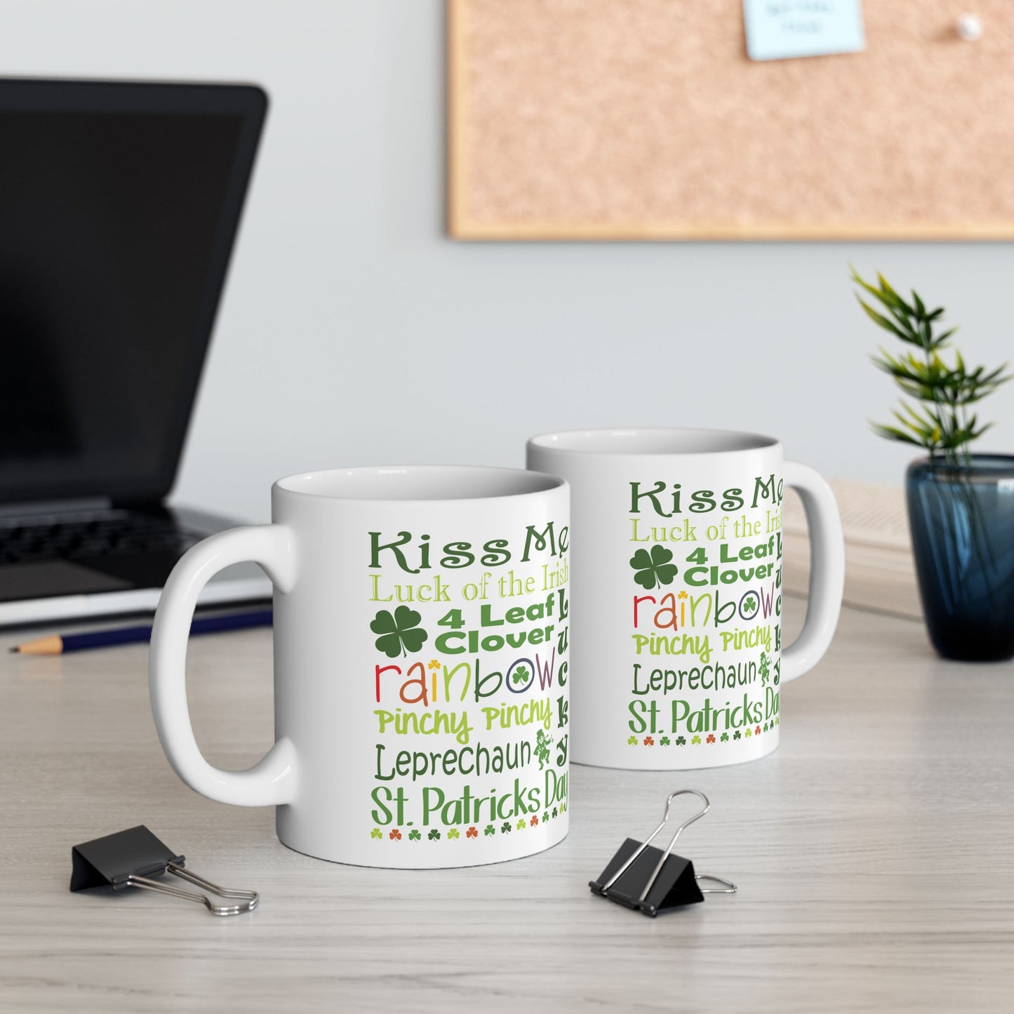 St. Patrick's Day Word Cloud Riot White Ceramic Mug — 11oz & 15oz