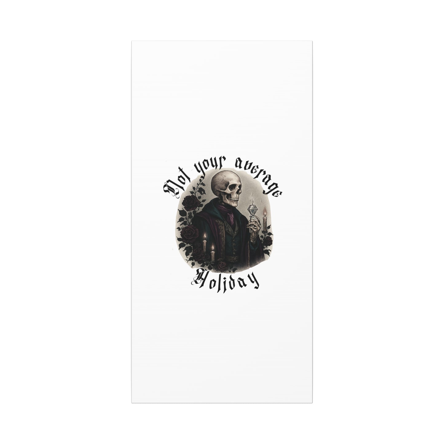 Not Your Average Holiday Canvas Wall Art — Gothic Skull Skeleton with Candles & Roses