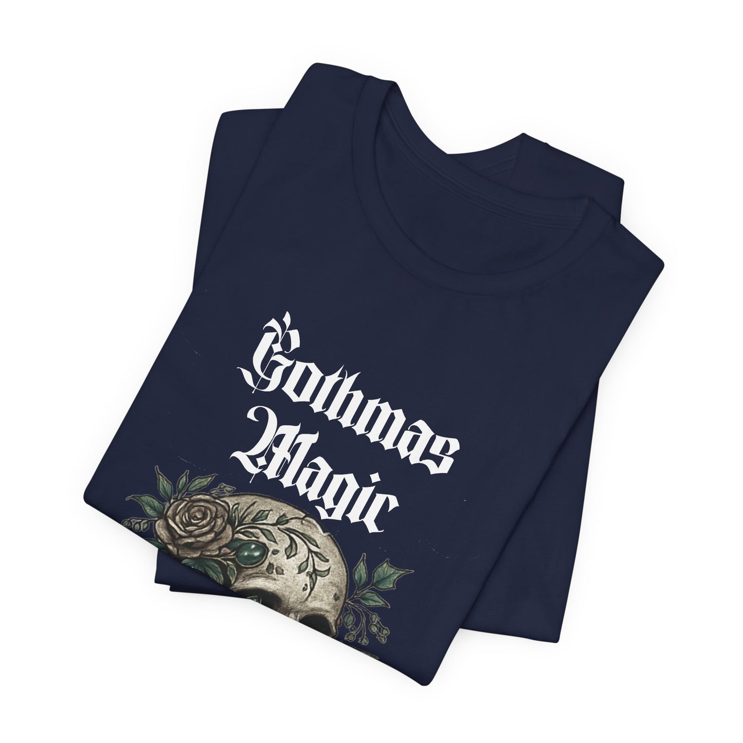 Gothmas Magic Skull Tee — Gothic Holiday Skull & Rose T-Shirt