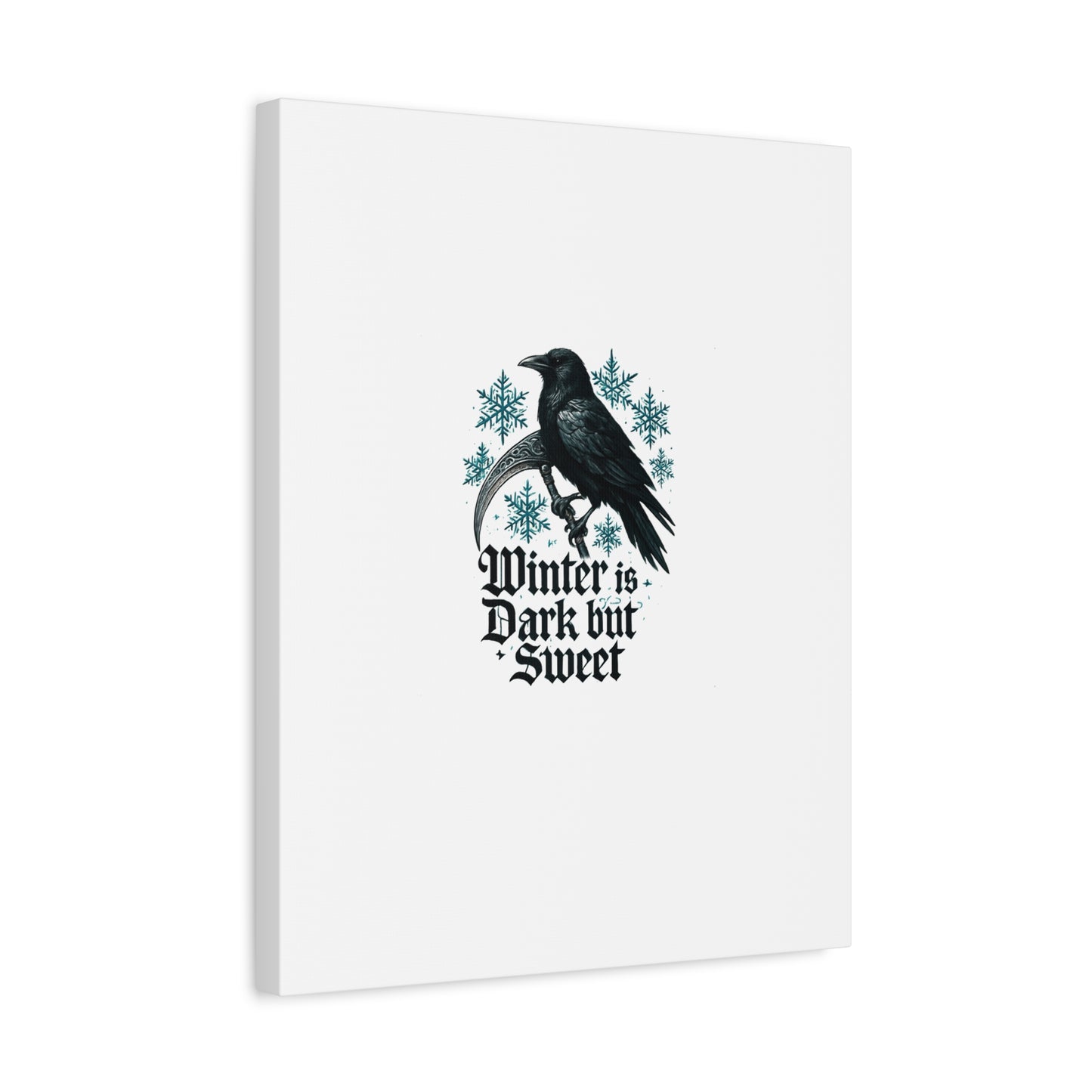 Raven Winter Canvas Art — “Winter is Dark but Sweet” Stretched Matte Print