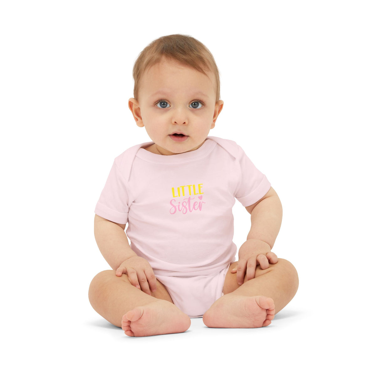 Little Sister Infant One-Piece Bodysuit – Pink & Yellow Baby Gift