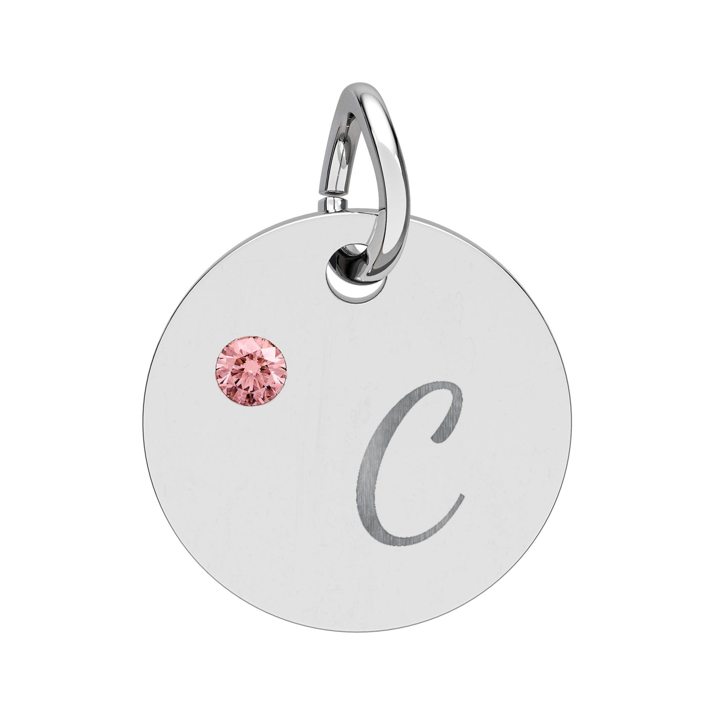 Engravable Birthstone Circle Charm — Personalized Initial & Birthstone Pendant