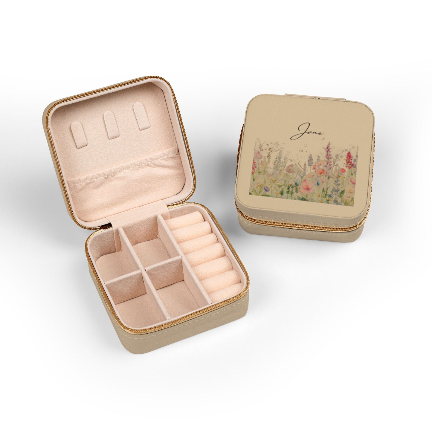 Floral Petite Jewelry Travel Case — Compact Organizer for Rings, Earrings & Necklaces