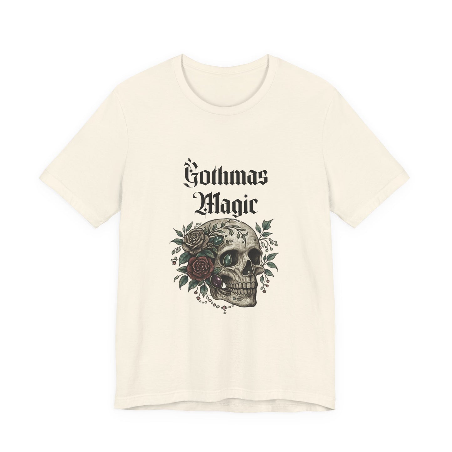 Gothmas Magic Skull Tee — Gothic Holiday Skull & Rose T-Shirt