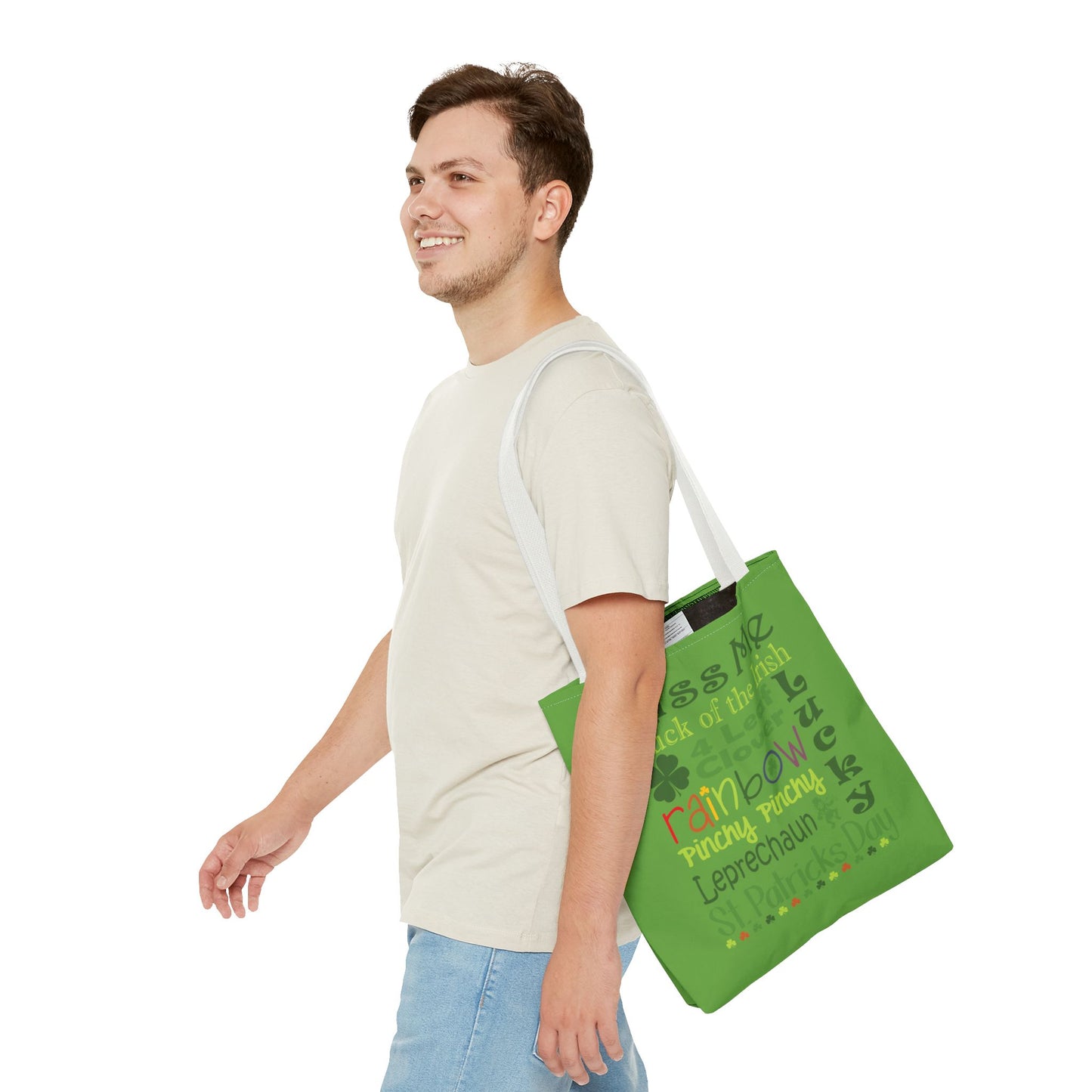 St. Patrick's Word Riot Green Tote Bag — Bold Typographic Holiday Tote - 3 Sizes