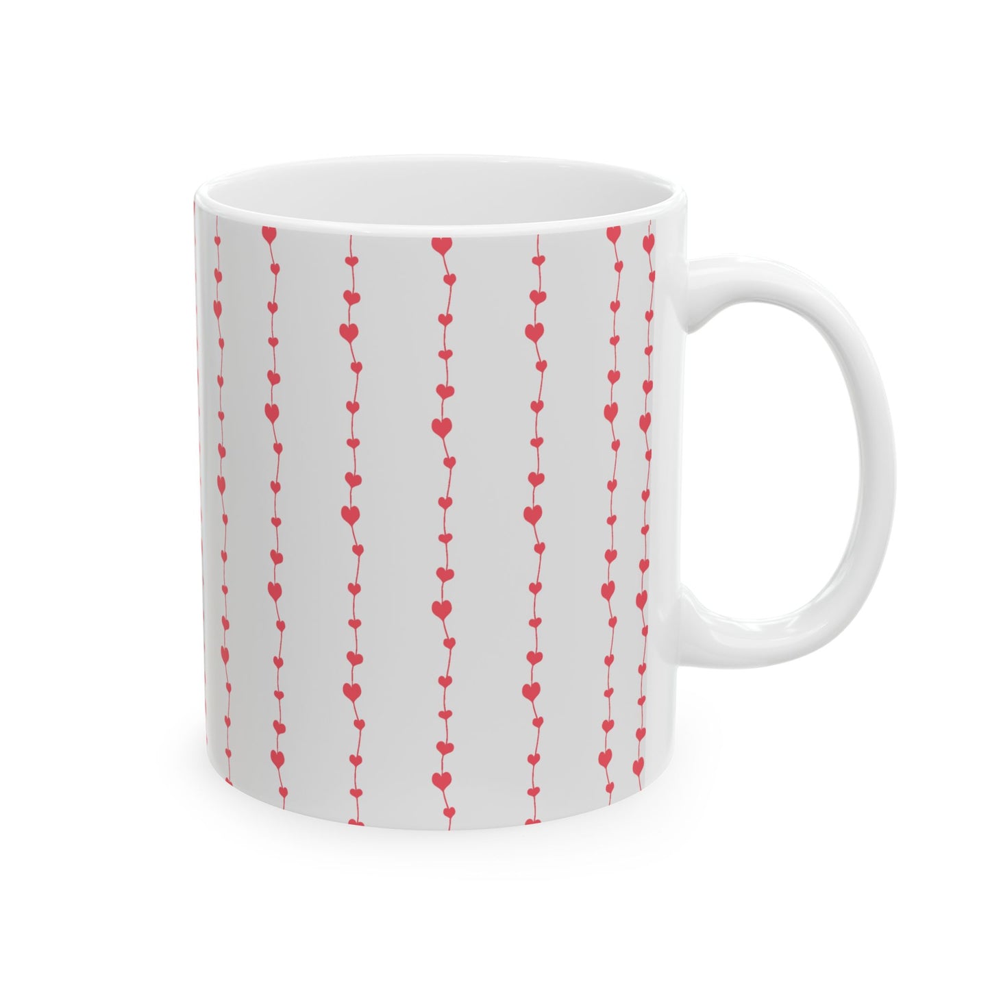 Pink Heart Garland Ceramic Mug — Romantic Valentine’s Coffee Cup (11oz, 15oz)