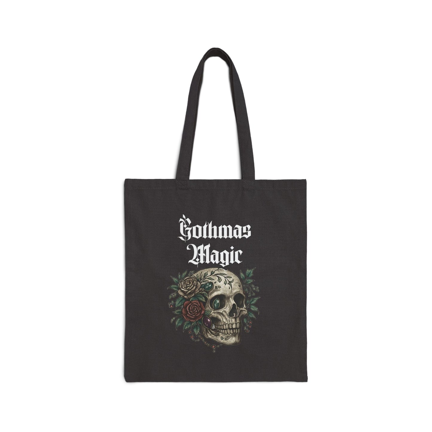 Gothmas Magic Tote Bag — Gothic Skull Holiday Canvas Tote
