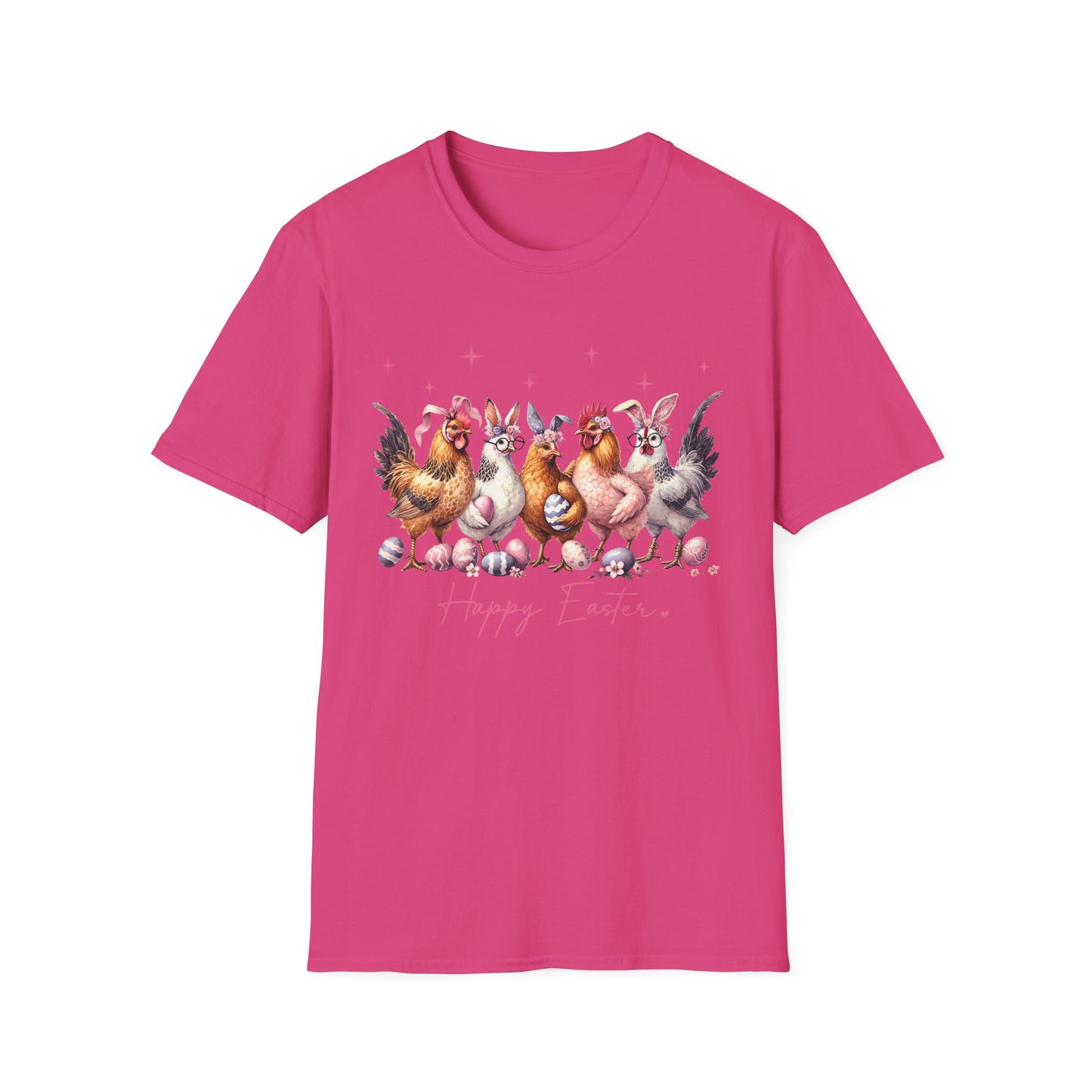 Easter Hens T-Shirt — Cute Chickens & Eggs "Happy Easter" Graphic
