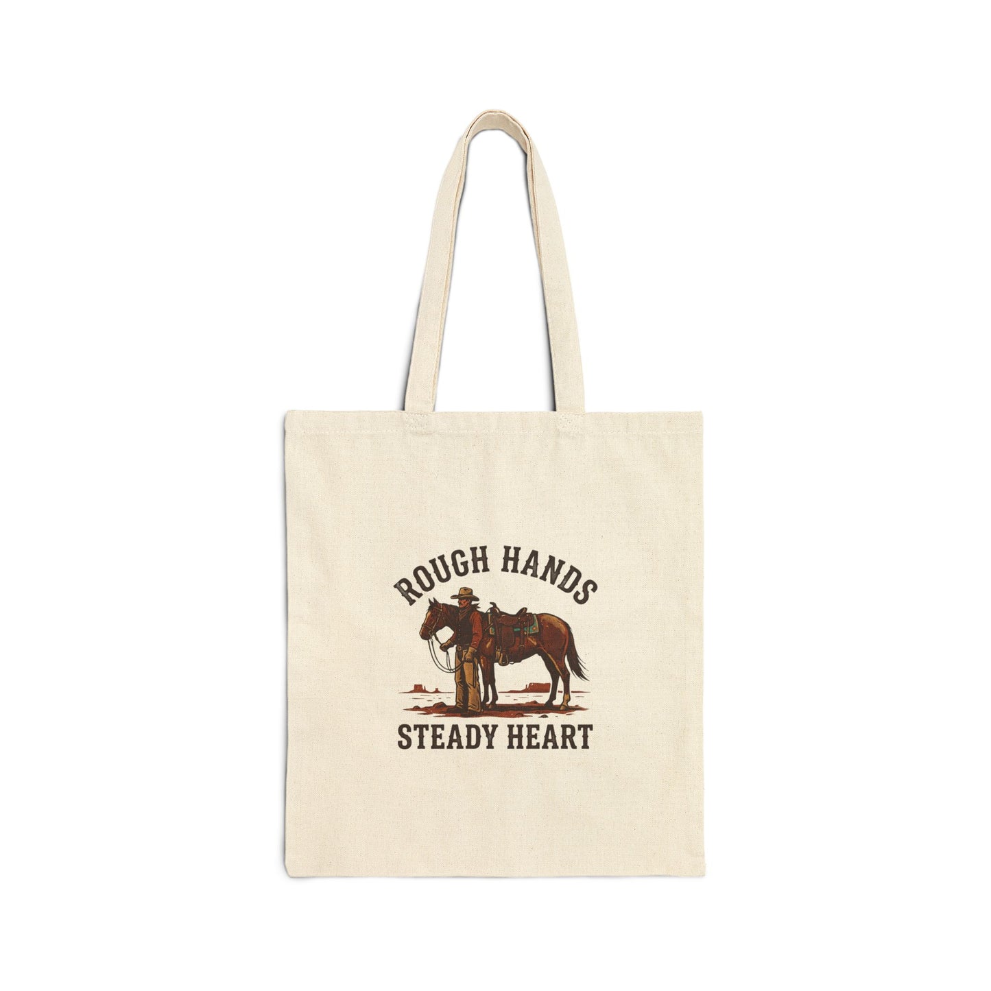 Rough Hands Steady Heart Tote | Western Americana, Cowboy Frontier, Vintage Desert Tones