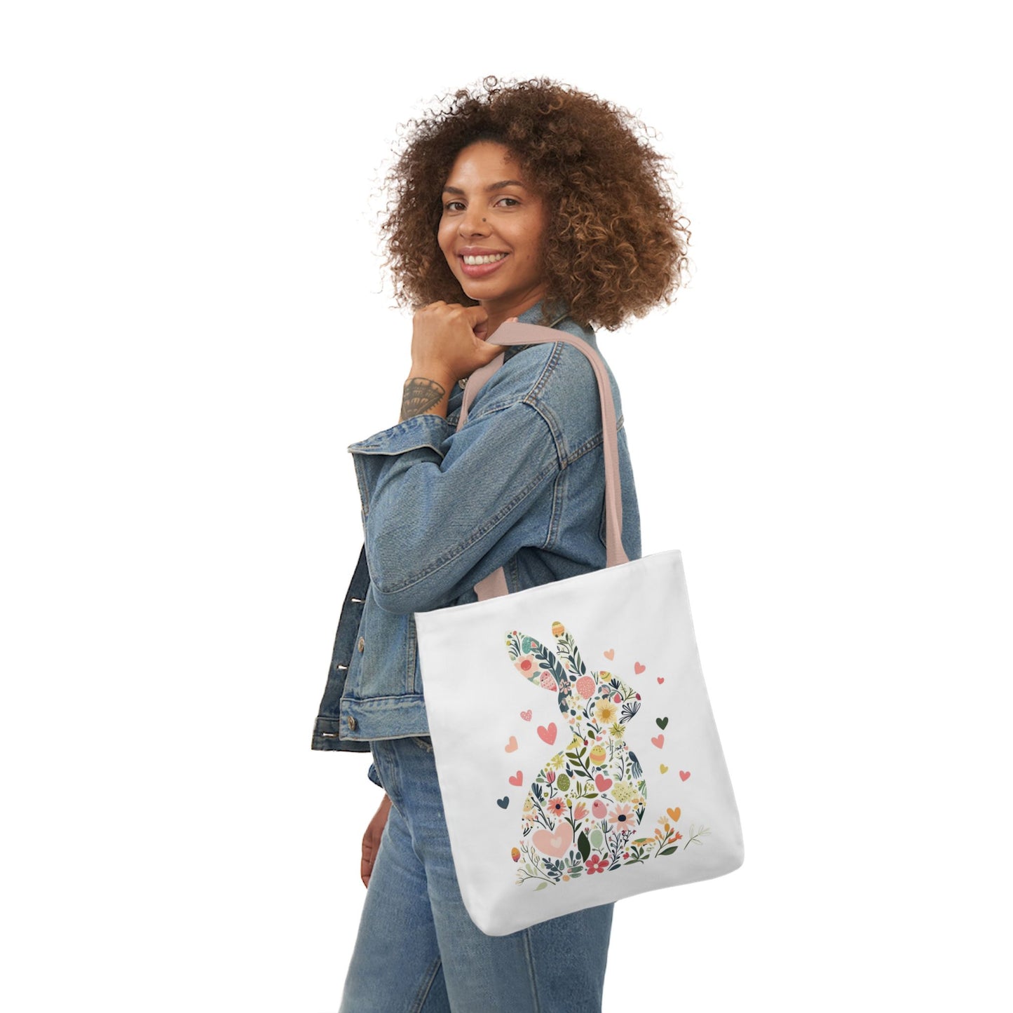 Floral Bunny Canvas Tote Bag