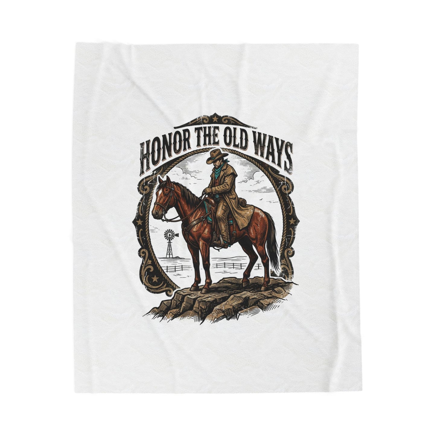 Honor the Old Ways Velveteen Blanket | Western, Americana, Vintage Rodeo