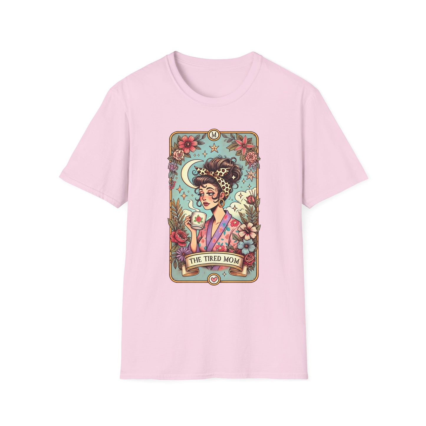 The Tired Mom Tarot Softstyle T-Shirt - Relaxed Fit Floral Design for Everyday Comfort