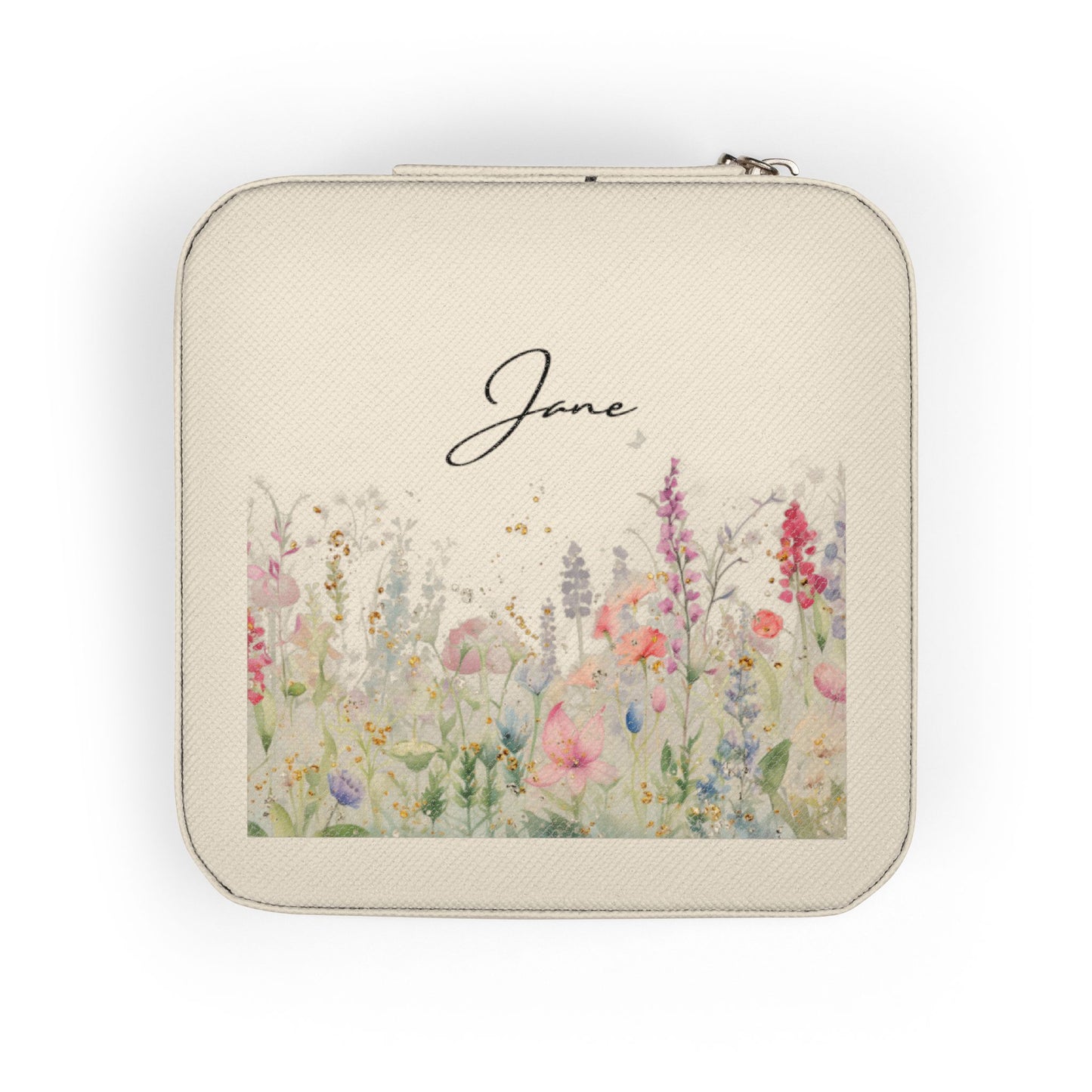 Floral Petite Jewelry Travel Case — Compact Organizer for Rings, Earrings & Necklaces