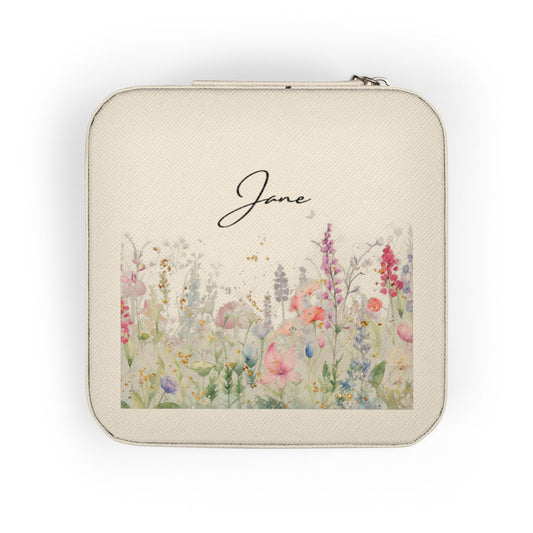 Floral Petite Jewelry Travel Case — Compact Organizer for Rings, Earrings & Necklaces