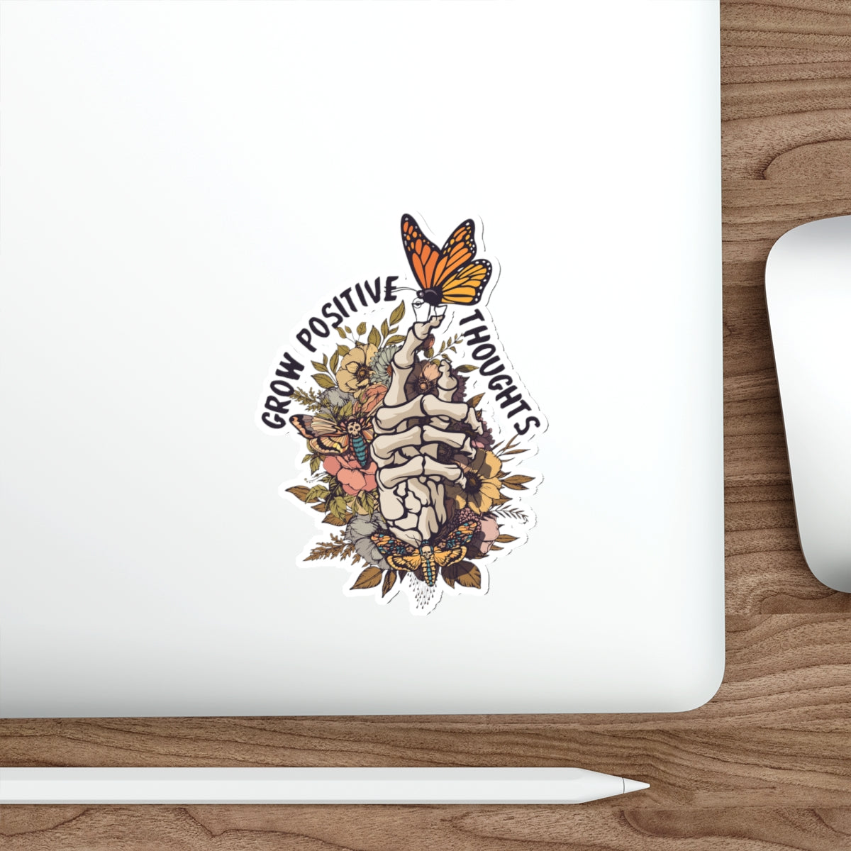 Grow Positive Thoughts Skull Sticker