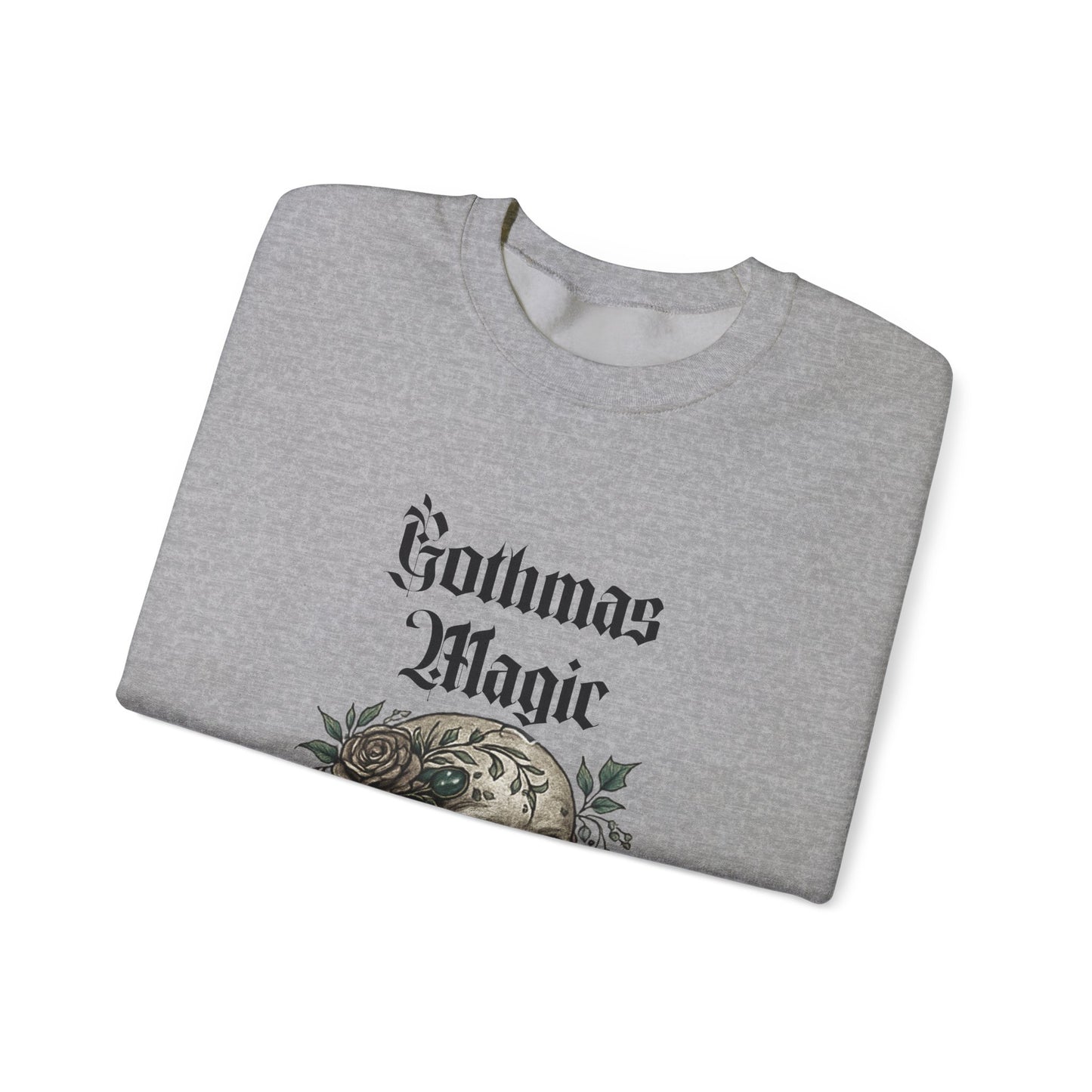 Crewneck Sweatshirt — Gothmas Magic Skull & Roses Holiday Gothic Pullover