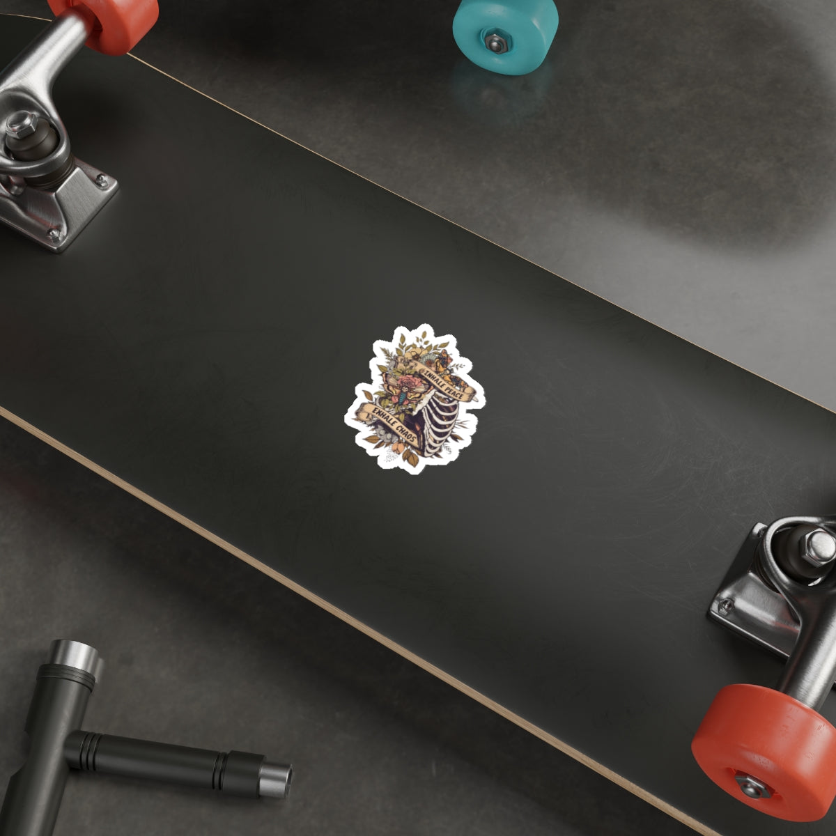 Inhale Peace, Exhale Chaos Skull Sticker