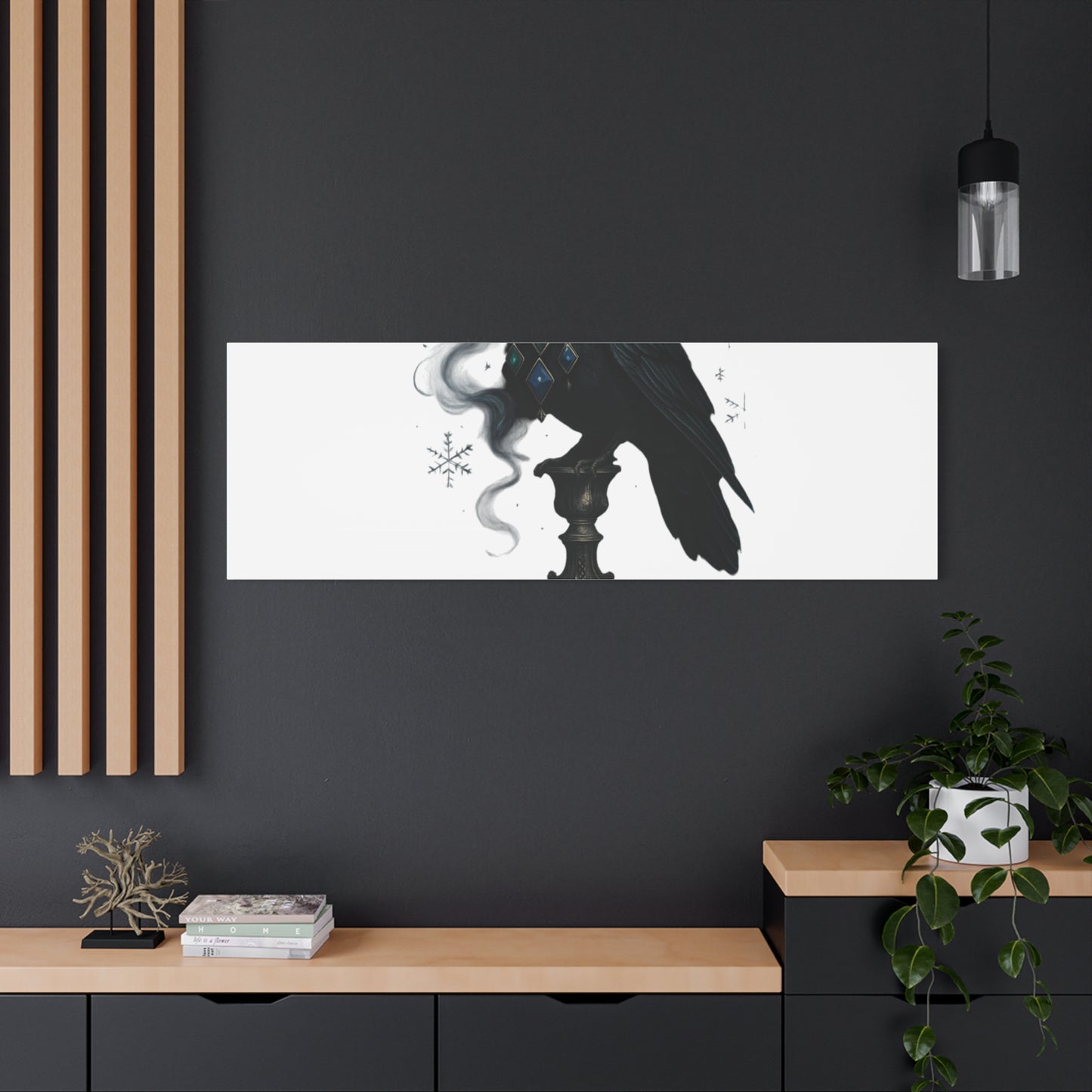 Gothic Raven Canvas Art – “Gothic Cheer, Give Me Fear” Matte Stretched Wall Decor