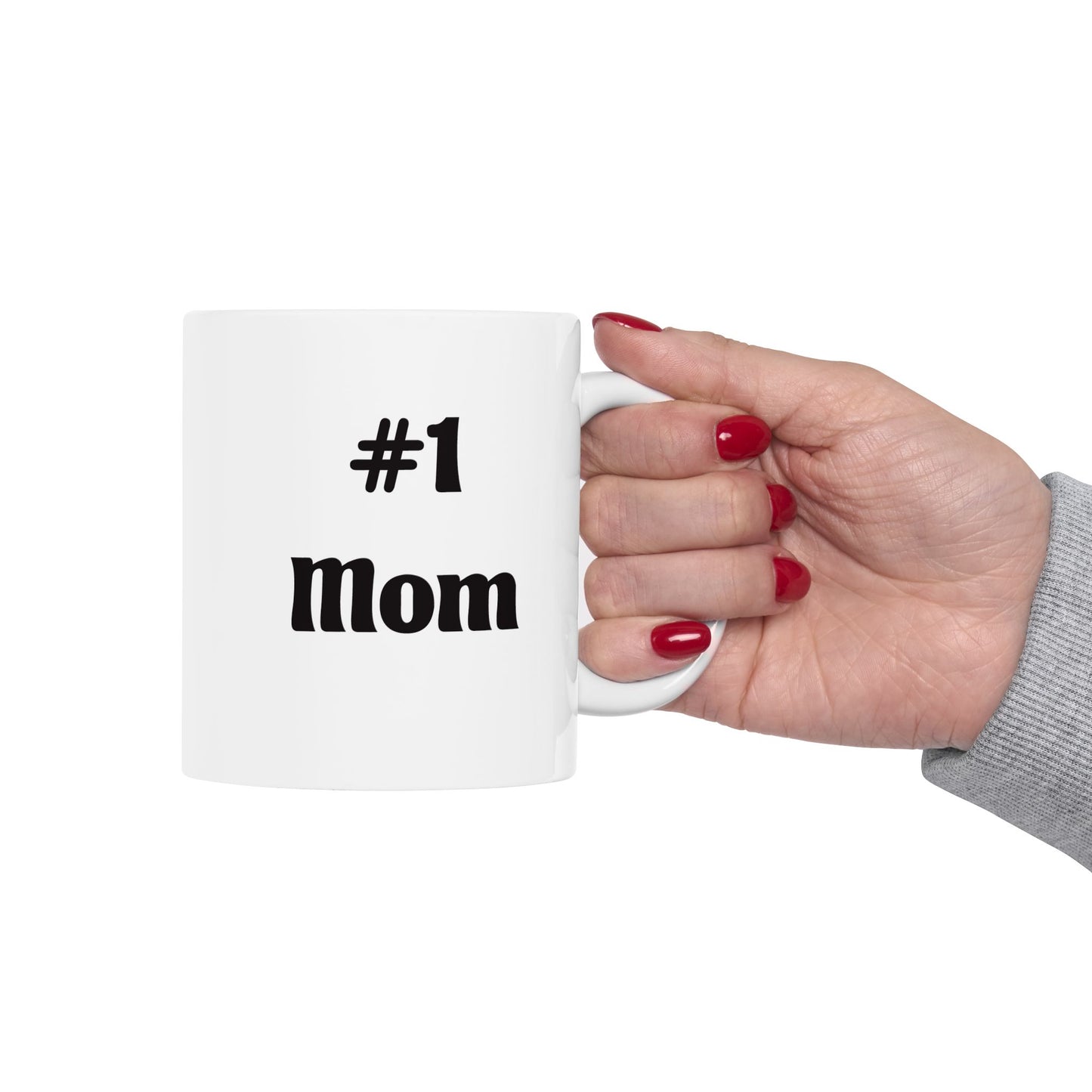 Funny Coffee Mug – “#1 Mom” Black Typography Ceramic Mug (11oz & 15oz)