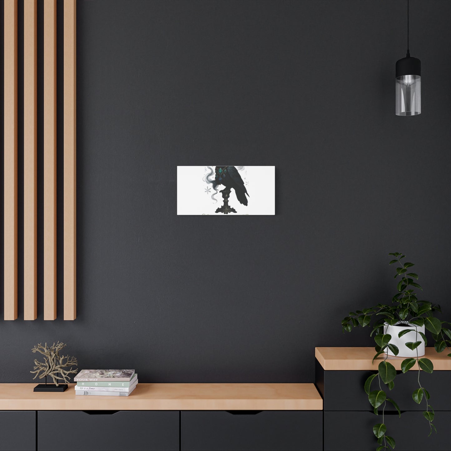 Gothic Raven Canvas Art – “Gothic Cheer, Give Me Fear” Matte Stretched Wall Decor