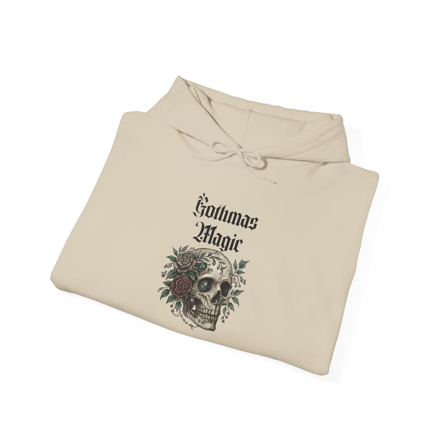 Gothmas Magic Hoodie — Skull & Wreath Gothic Holiday Sweatshirt