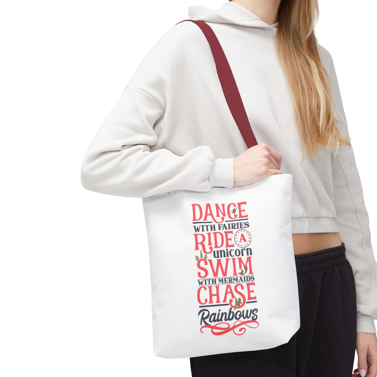 Whimsical Adventure Tote Bag - Dance with Fairies, Ride Unicorns, Swim with Mermaids