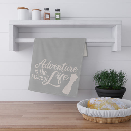 Adventure is the Spice of Life Kitchen Towel - Creme and Gray Kitchen Towel