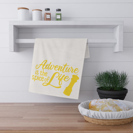 Adventure is the Spice of Life Kitchen Towel - Yellow and White