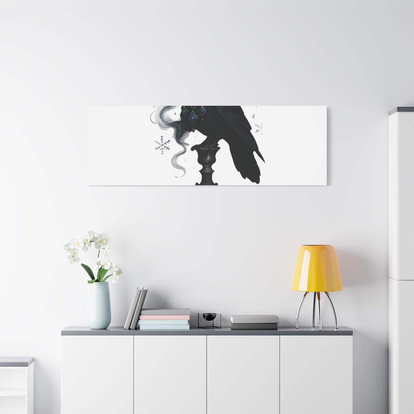 Gothic Raven Canvas Art – “Gothic Cheer, Give Me Fear” Matte Stretched Wall Decor