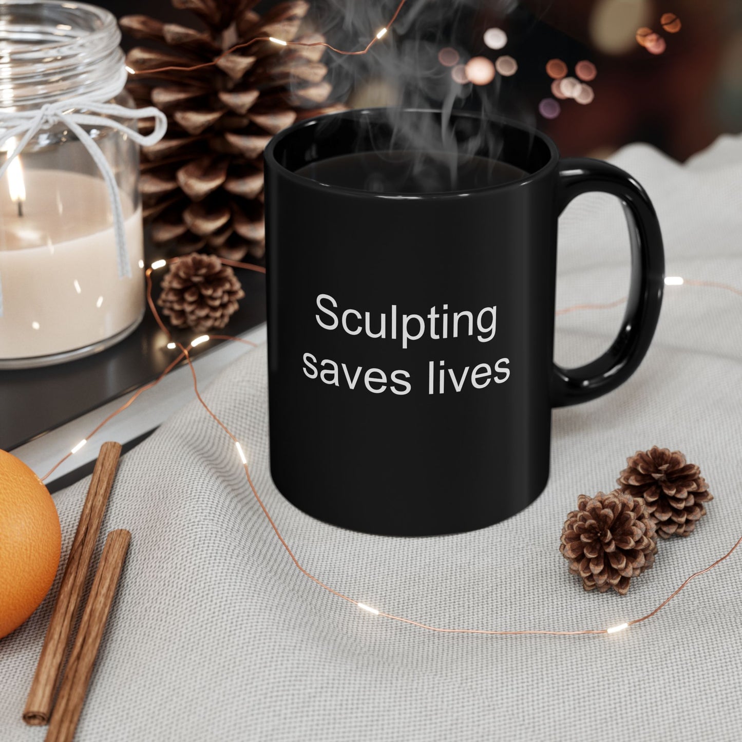 Sculpting Saves Lives Black Coffee Mug (11 oz & 15 oz)