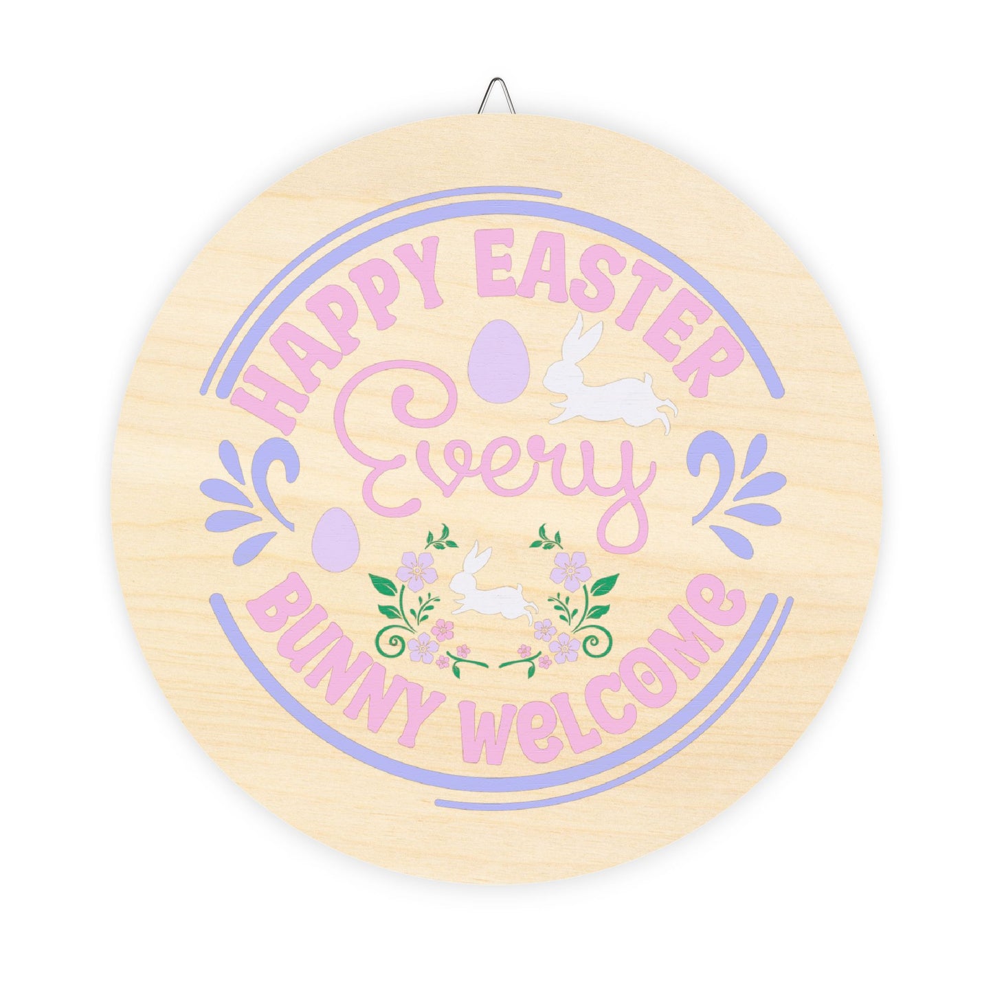 Easter Welcome Wood Sign - Bunny Decor