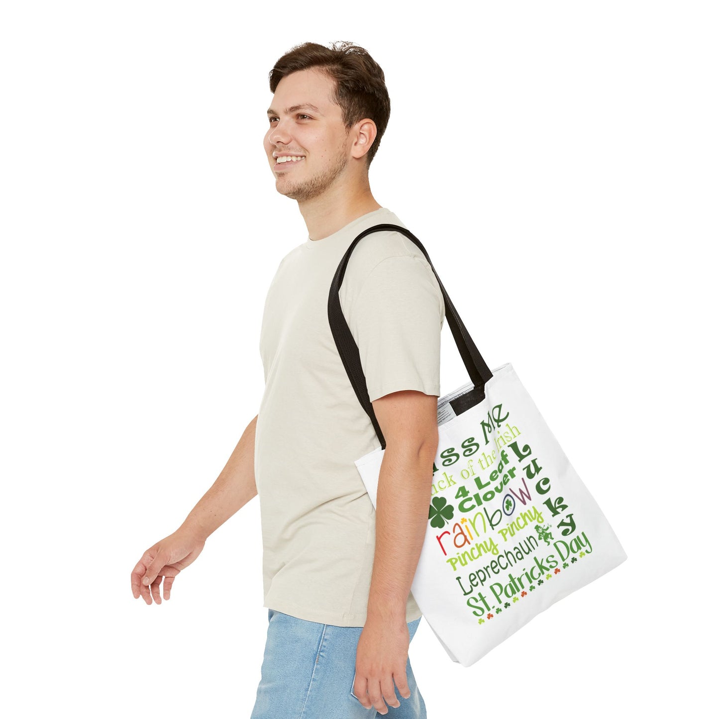 St. Patrick's Word Riot White Tote Bag — Bold Typographic Holiday Tote - 3 Sizes