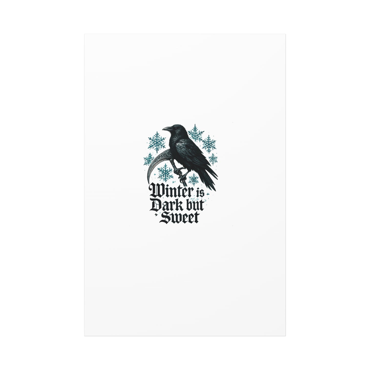 Raven Winter Canvas Art — “Winter is Dark but Sweet” Stretched Matte Print