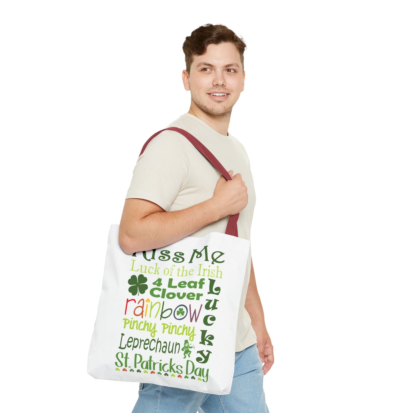 St. Patrick's Word Riot White Tote Bag — Bold Typographic Holiday Tote - 3 Sizes